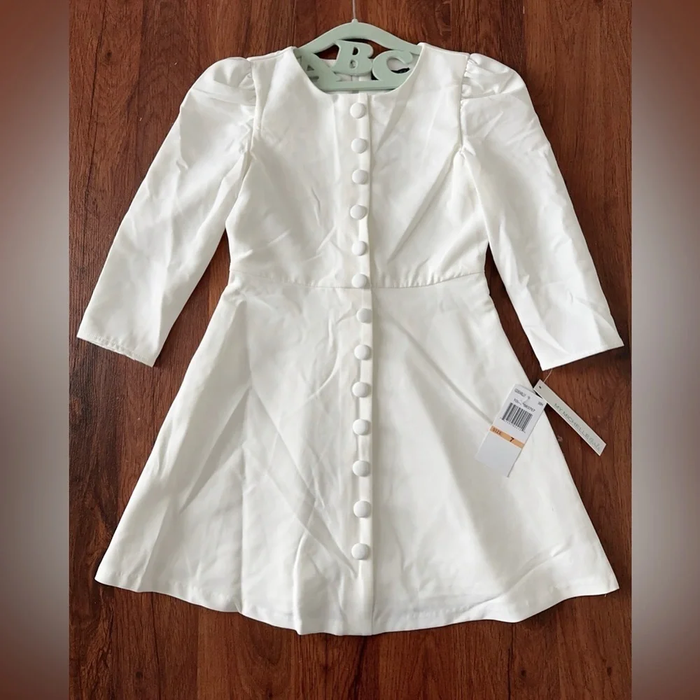 My Michelle White A-line Puff Sleeve Dress